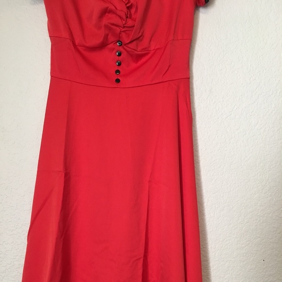 Vintage retro style red sweetheart swing dress - Picture 5 of 8